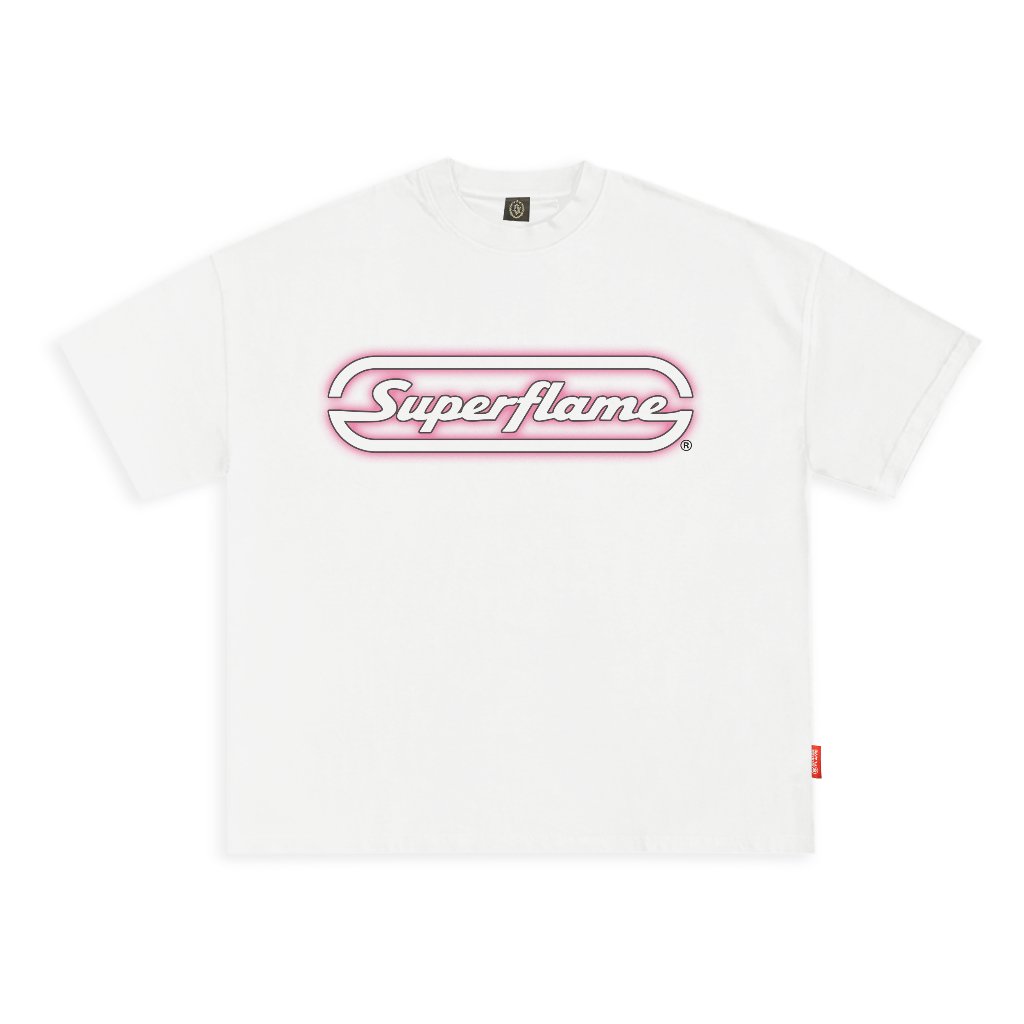 Superflame White T-Shirt - Pink Spray