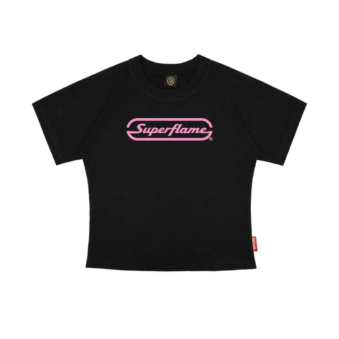 Logo Pink Baby Tee Black