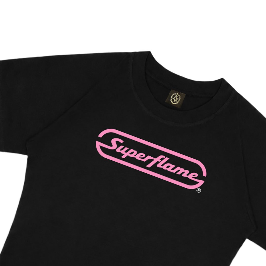 Logo Pink Baby Tee Black