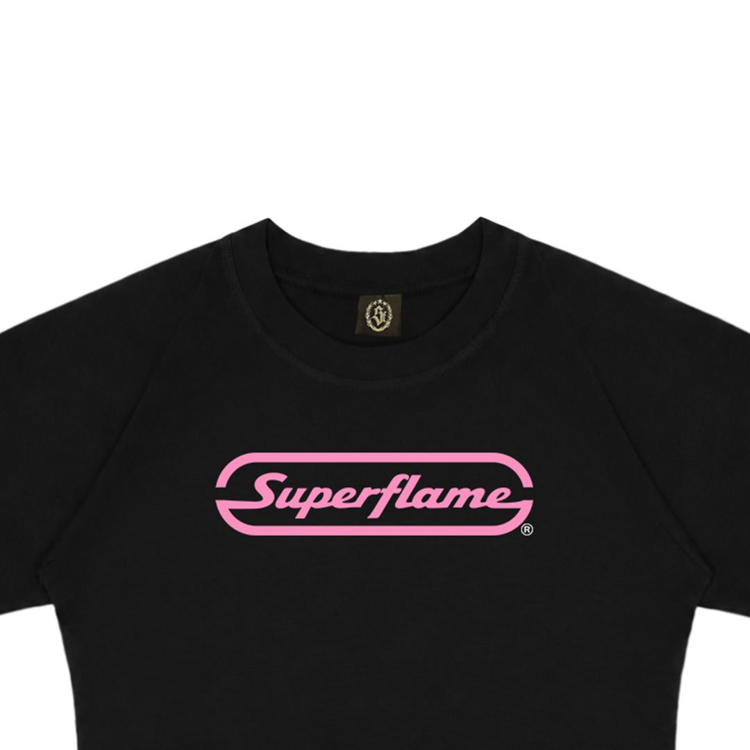 Logo Pink Baby Tee Black