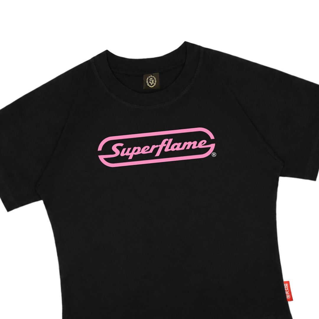 Logo Pink Baby Tee Black